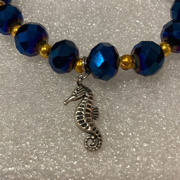 NWOT - Tropical Stretchy Mexican Silver & Gold Balls Dangle Charm Bracelet - Picture 7 of 14